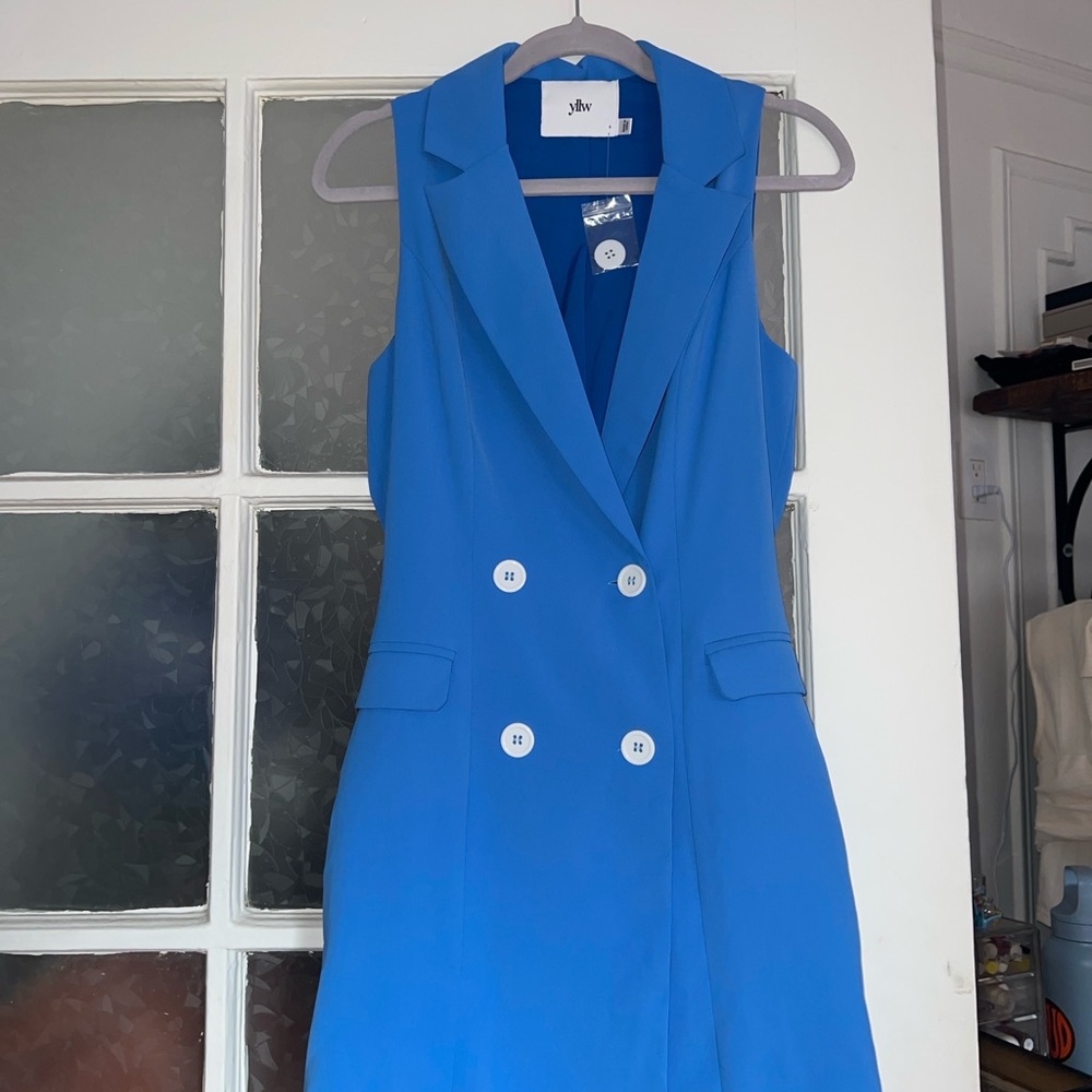 YLLW (Yellow The Label) Sleeveless Blazer Dress – Blue – Size S – NWT